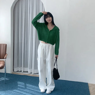 Bouclé color knit hoodie