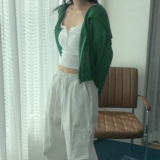 Bouclé color knit hoodie