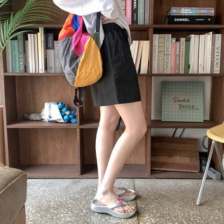 Cut Knee Banding Half Pants