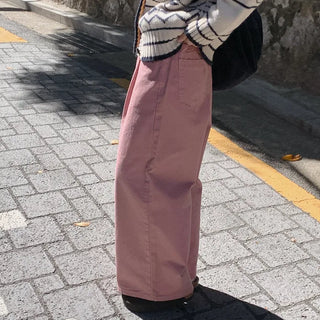 Wide-leg cotton pants with elastic waistband