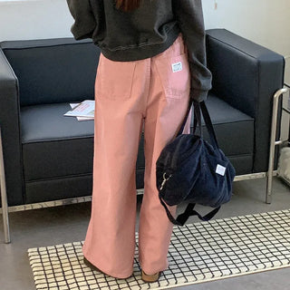 Wide-leg cotton pants with elastic waistband