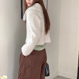 Wool high-neck knit hoodie