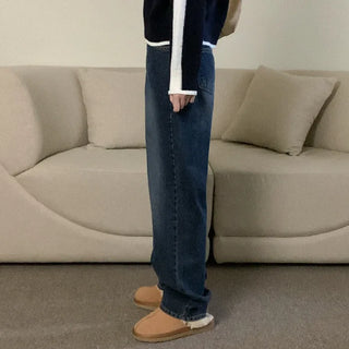 Cotton wide denim pants