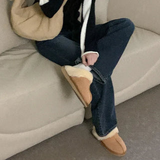Cotton wide denim pants