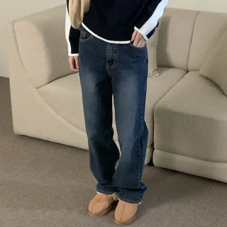 Cotton wide denim pants