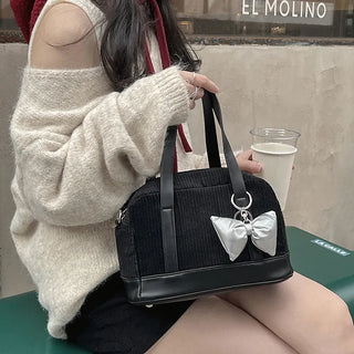 Corduroy Ribbon Charm Mini Tote Bag
