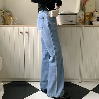 Washed bootcut denim pants