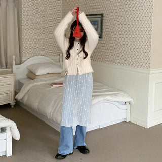 Washed bootcut denim pants