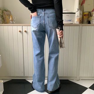 Washed bootcut denim pants
