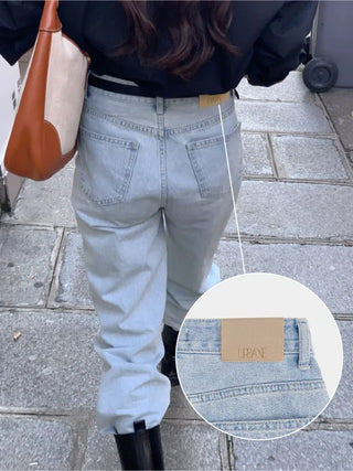 Autumn Days Semi-Wide Wash Denim Pants
