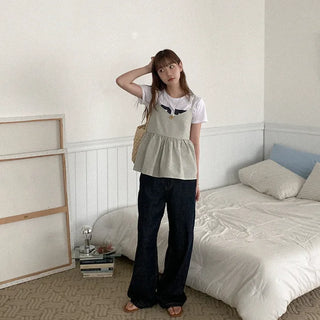 Cotton check sleeveless top