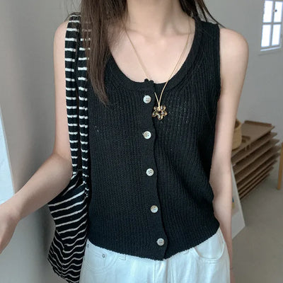 Button-up knit vest