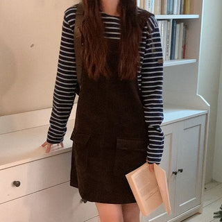 Peach striped long-sleeved T-shirt