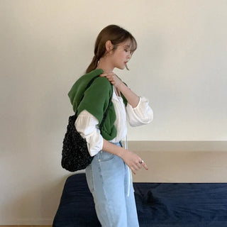 Wool V-neck knit cardigan