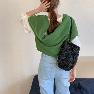 Wool V-neck knit cardigan
