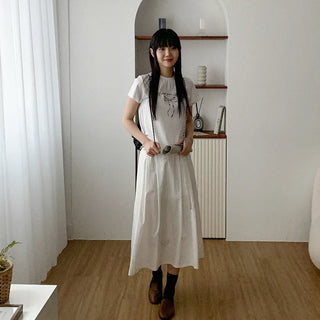 Cotton Ribbon Short-Sleeved T-Shirt