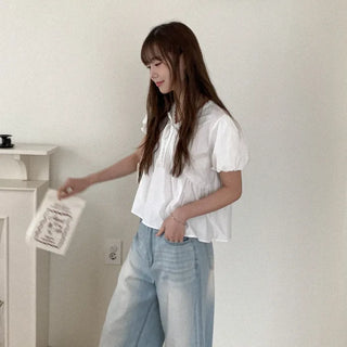 Lace puff blouse