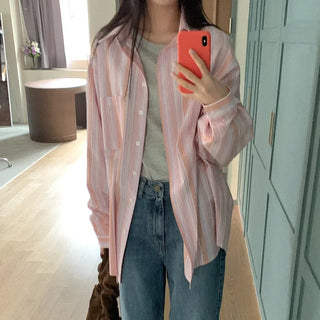 Two-tone striped cotton shirt