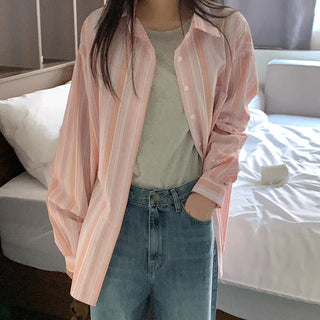 Two-tone striped cotton shirt