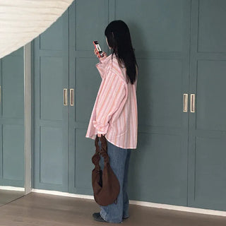 Two-tone striped cotton shirt