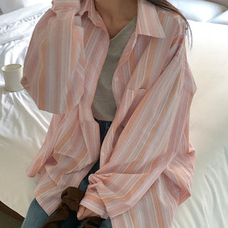 Two-tone striped cotton shirt