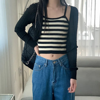 [SET] Border Sleeveless + Knit Set