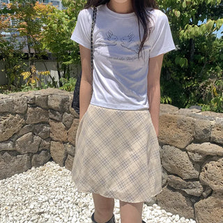 Printed cropped short-sleeved T-shirt