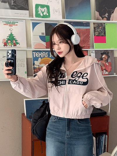 Nylon cropped hoodie (4 colors)