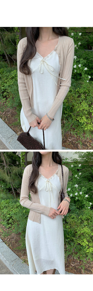 [2 colors] Sleeveless long dress