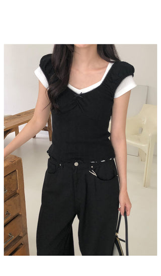 Shirred sleeveless blouse