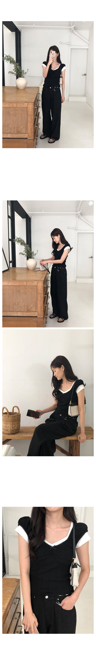 Shirred sleeveless blouse