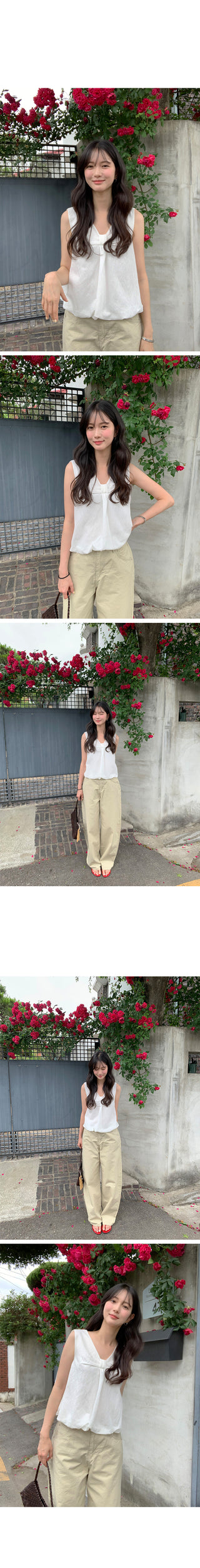 [2 colors] Ribbon balloon blouse