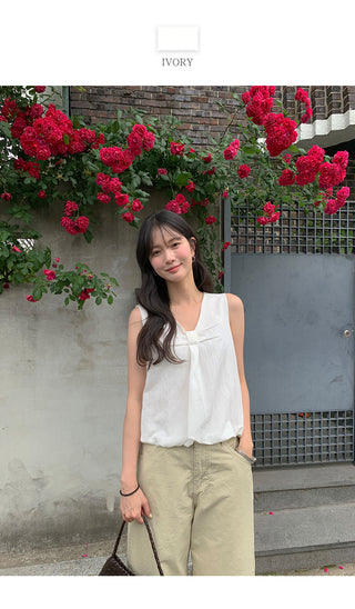 [2 colors] Ribbon balloon blouse
