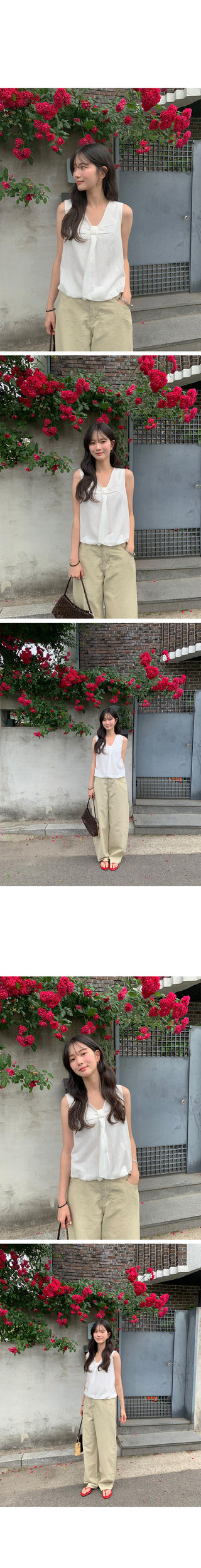 [2 colors] Ribbon balloon blouse
