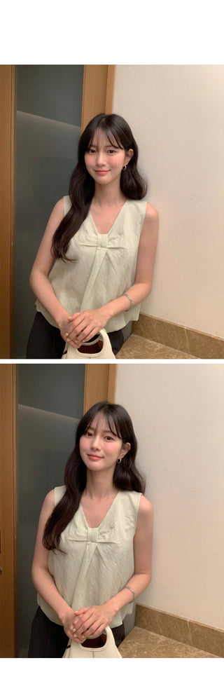 [2 colors] Ribbon balloon blouse