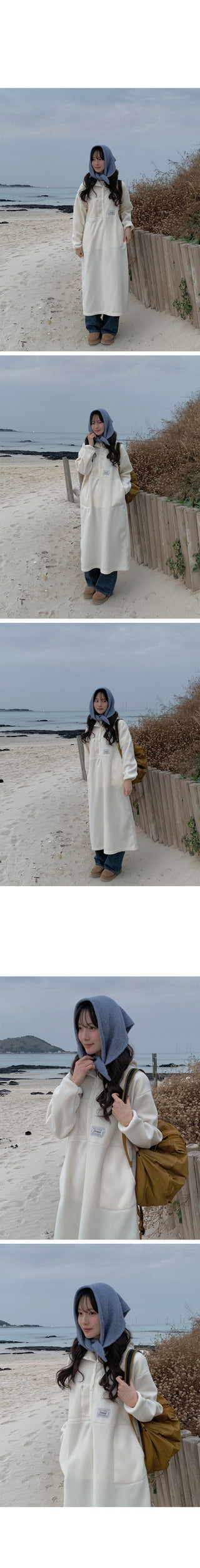 (3 colors) Anorak Hooded Fleece Dress