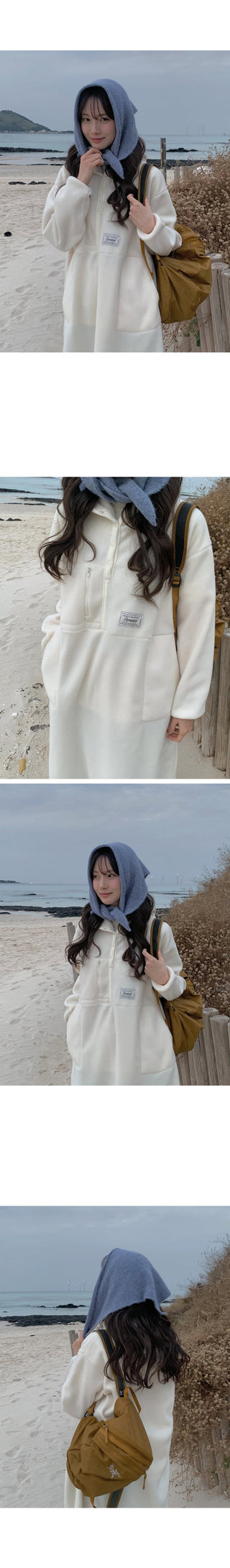(3 colors) Anorak Hooded Fleece Dress