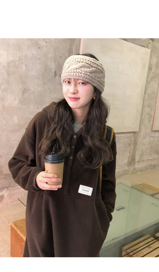 (3 colors) Anorak Hooded Fleece Dress