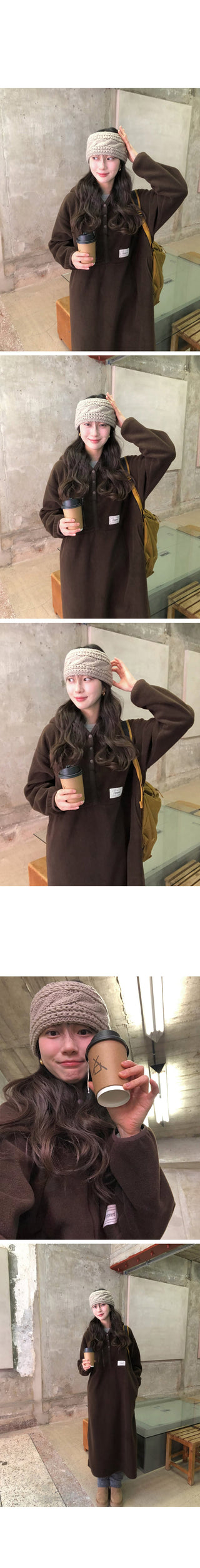 (3 colors) Anorak Hooded Fleece Dress