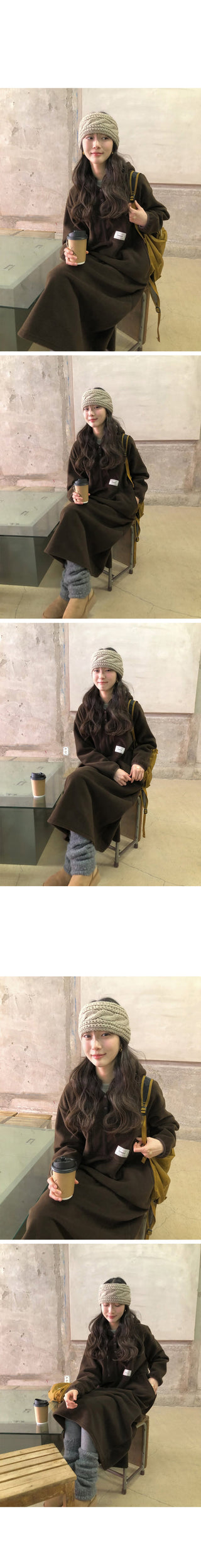 (3 colors) Anorak Hooded Fleece Dress