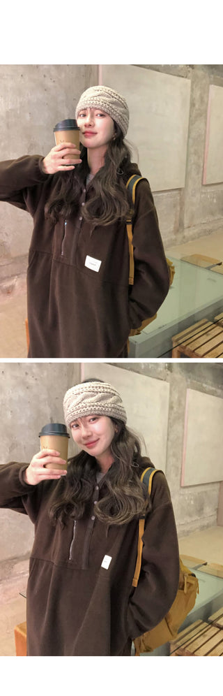 (3 colors) Anorak Hooded Fleece Dress
