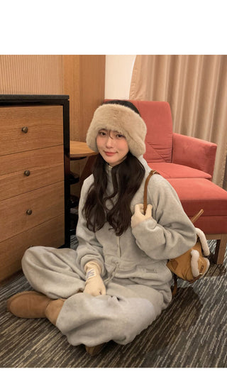 (2 colors) Anorak Fleece Jumpsuit
