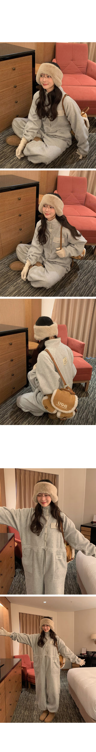 (2 colors) Anorak Fleece Jumpsuit