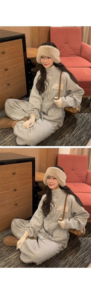 (2 colors) Anorak Fleece Jumpsuit