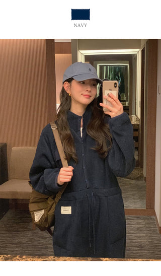 (2 colors) Anorak Fleece Jumpsuit