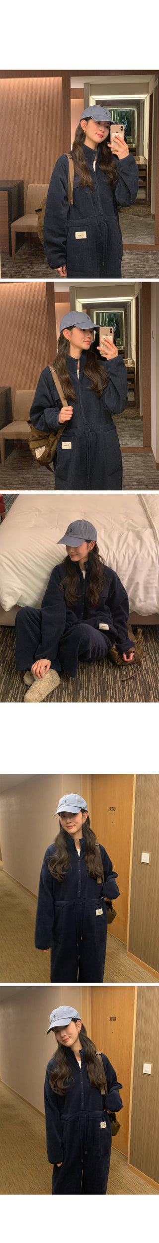 (2 colors) Anorak Fleece Jumpsuit