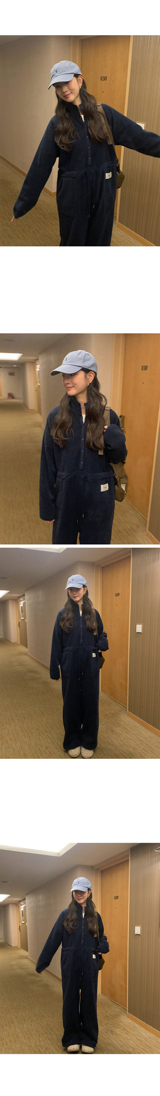 (2 colors) Anorak Fleece Jumpsuit