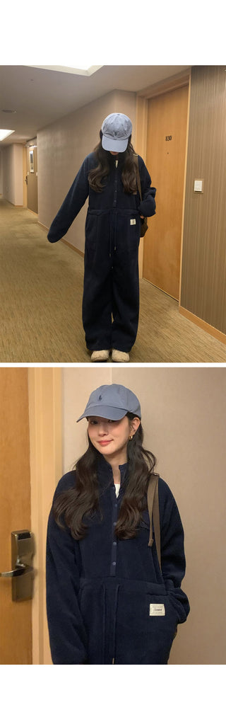 (2 colors) Anorak Fleece Jumpsuit