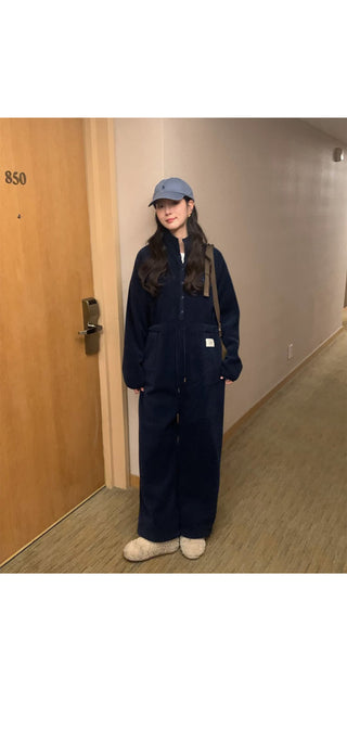 (2 colors) Anorak Fleece Jumpsuit