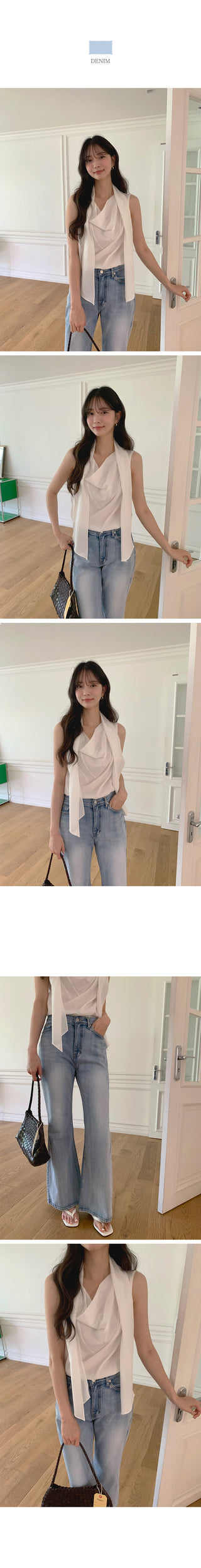 Pendant striped elastic waist shorts